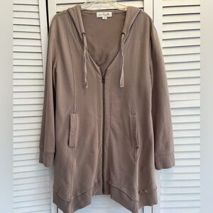 Simply Noelle Taupe Zip-Up Long Hoodie Size L/XL (12-14)